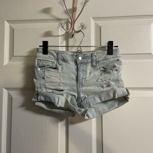 American Eagle Ne(x)t Level Stretch X Ripped Blue Shorts